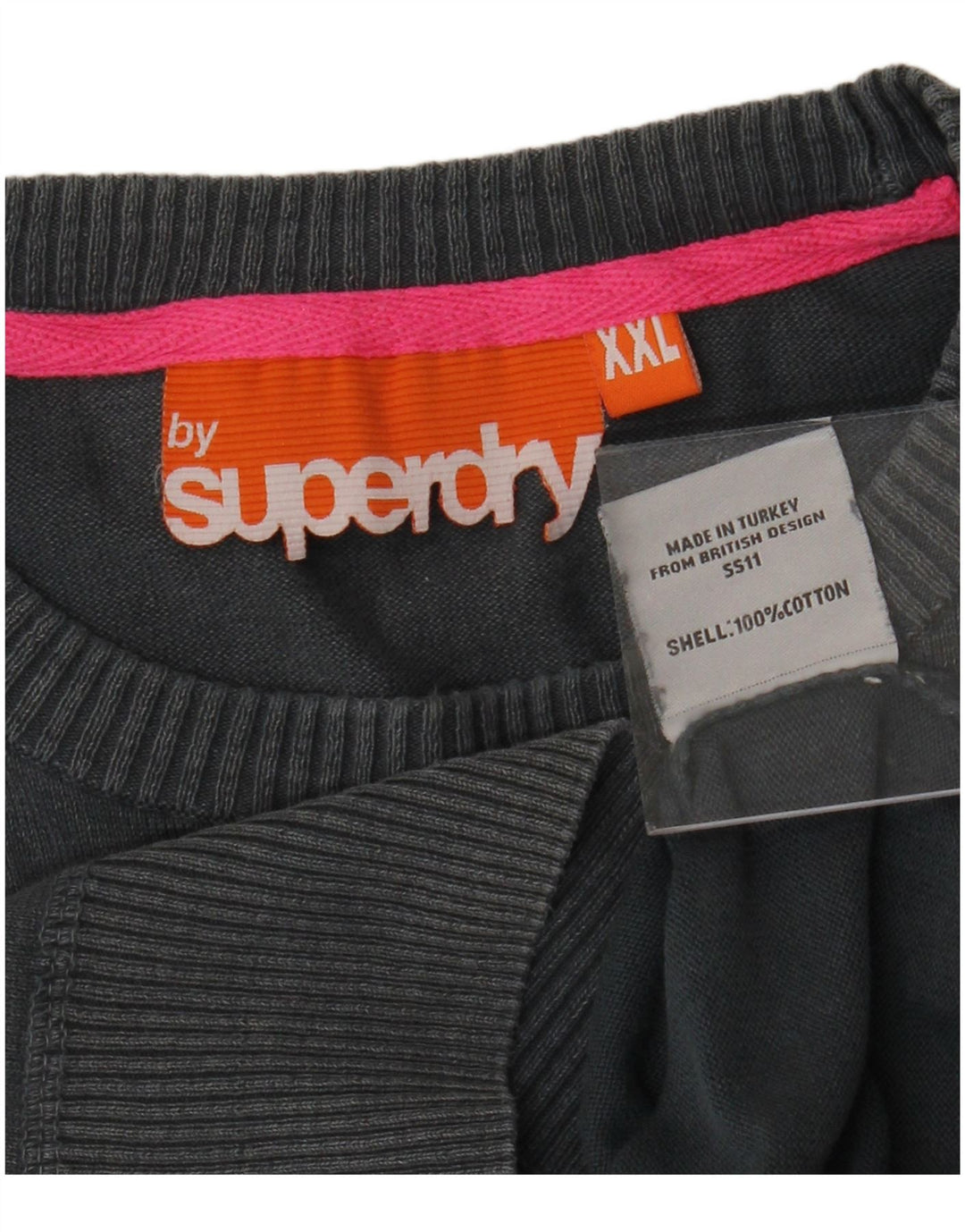 SUPERDRY Herre sweater med rund hals 2XL grå bomuld