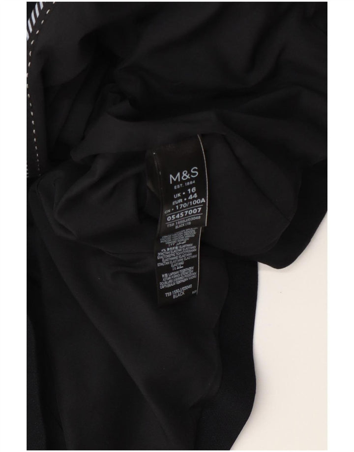 Marks & Spencer Dame Crop 2 Button Blazer Jacket UK 16 Large Black