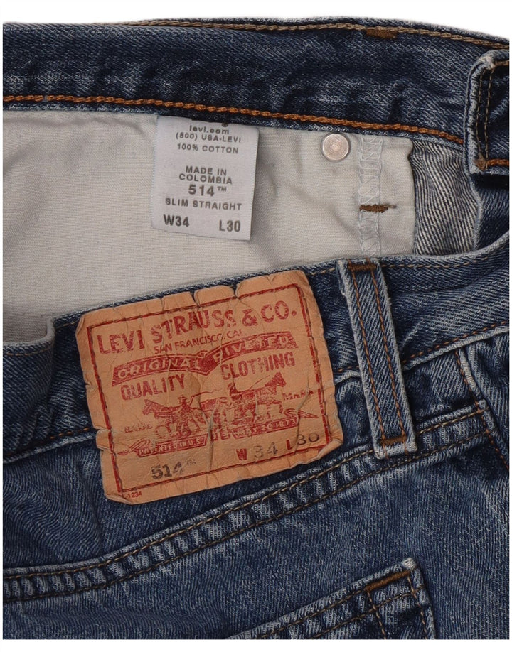 Levi's Herre 514 Slim Straight Jeans W34 L27 Blå Bomuld