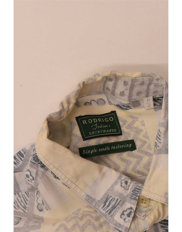 Rodrigo Kortærmet Herreskjorte Størrelse 43 17 XL Beige Patchwork Bomuld