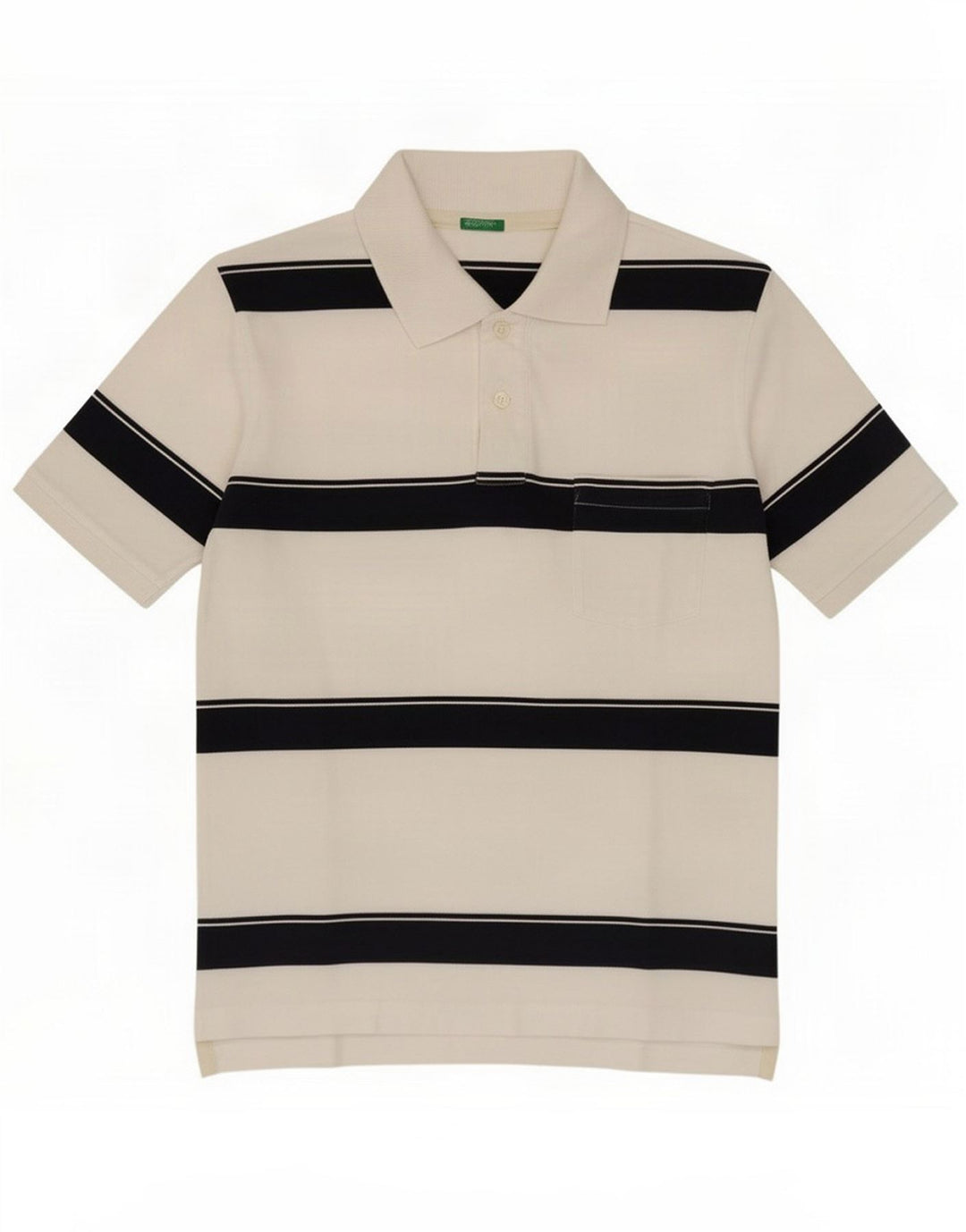 Benetton Poloshirt til mænd Medium hvid stribet bomuld
