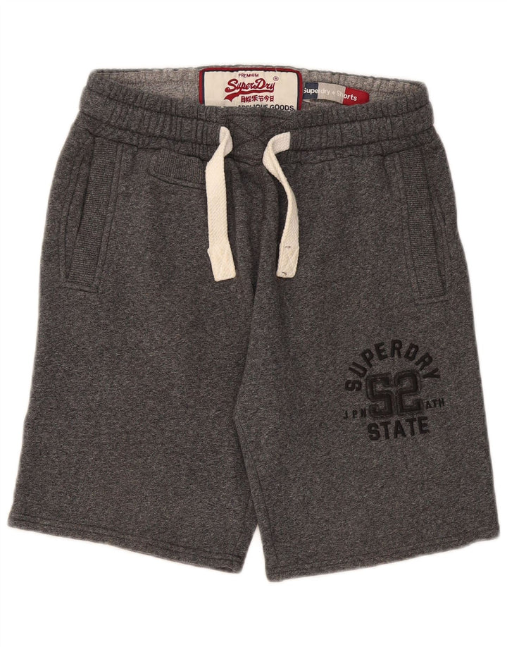 Superdry grafiske sportsshorts til mænd, små grå flækkede bomuld