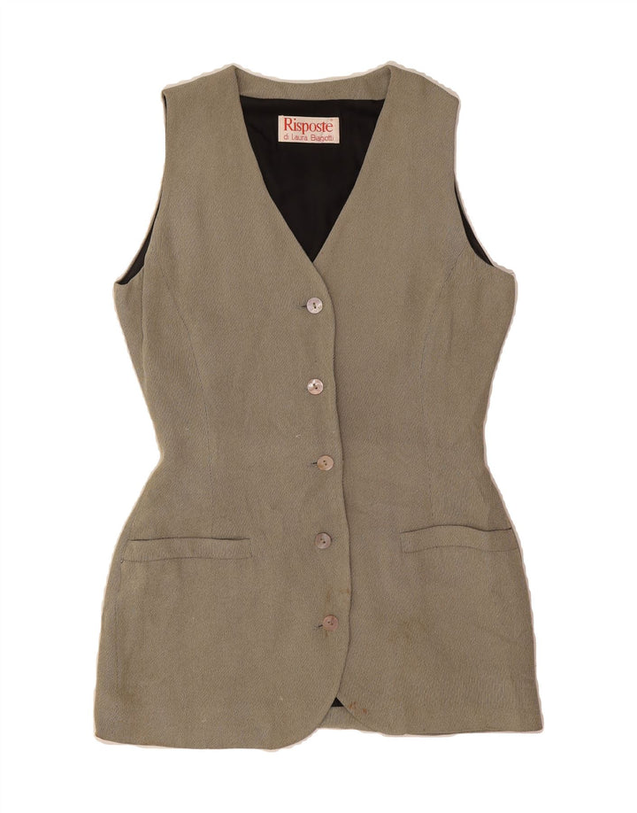 LAURA BIAGIOTTI Womens Risposte Waistcoat IT 40 Small Grey Acetate Vintage Laura Biagiotti and Second-Hand Laura Biagiotti from Messina Hembry 