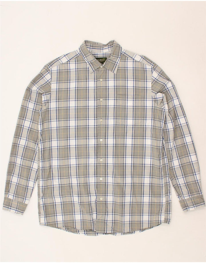 EDDIE BAUER Mens Tall Shirt XL Grey Check Cotton Vintage Eddie Bauer and Second-Hand Eddie Bauer from Messina Hembry 