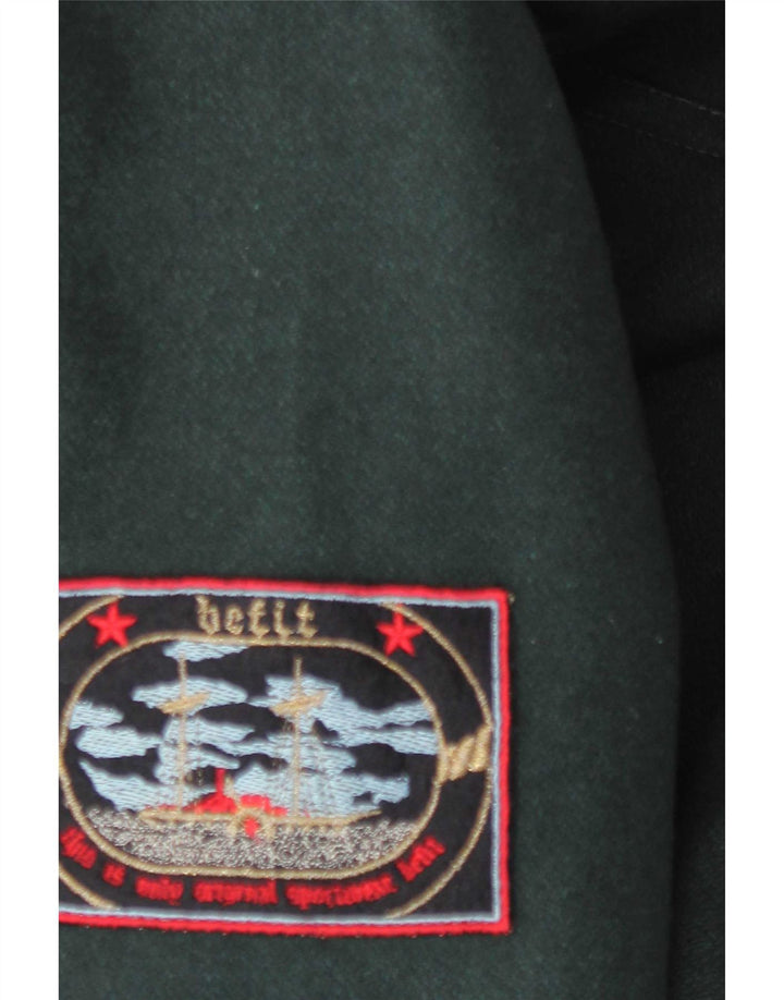 Vintage Herre Hooded Duffel Coat IT 46 Small Green Wool