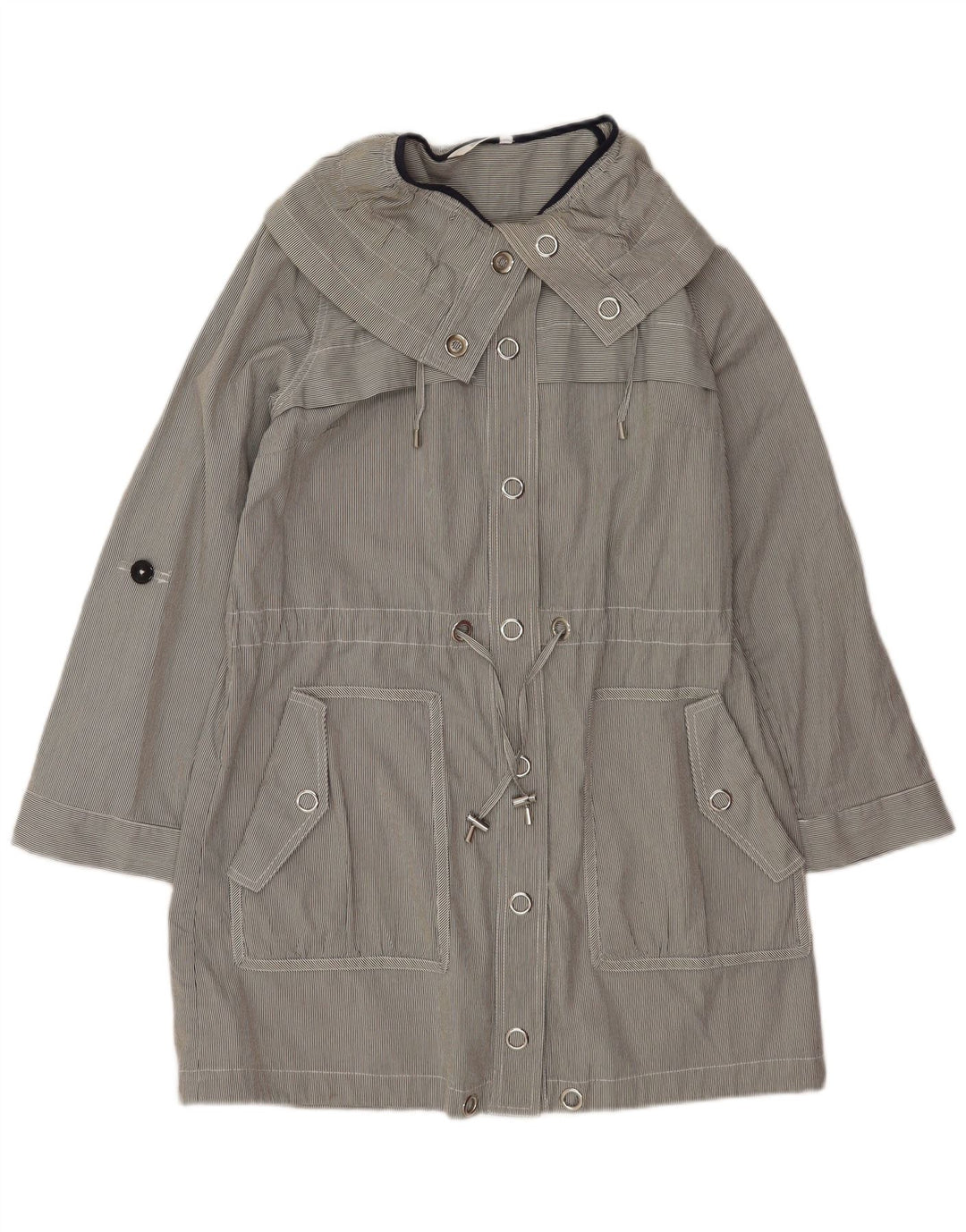 Marks & Spencer Kvinders Oversized Trench Coat UK 10 Small Grey Pinstripe