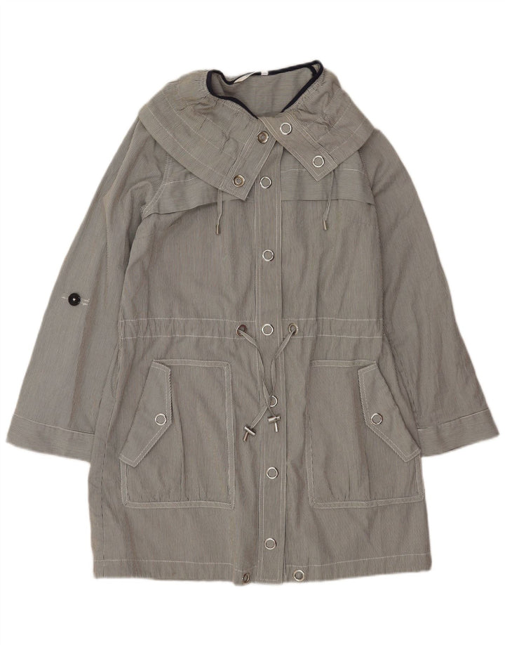 Marks & Spencer Kvinders Oversized Trench Coat UK 10 Small Grey Pinstripe