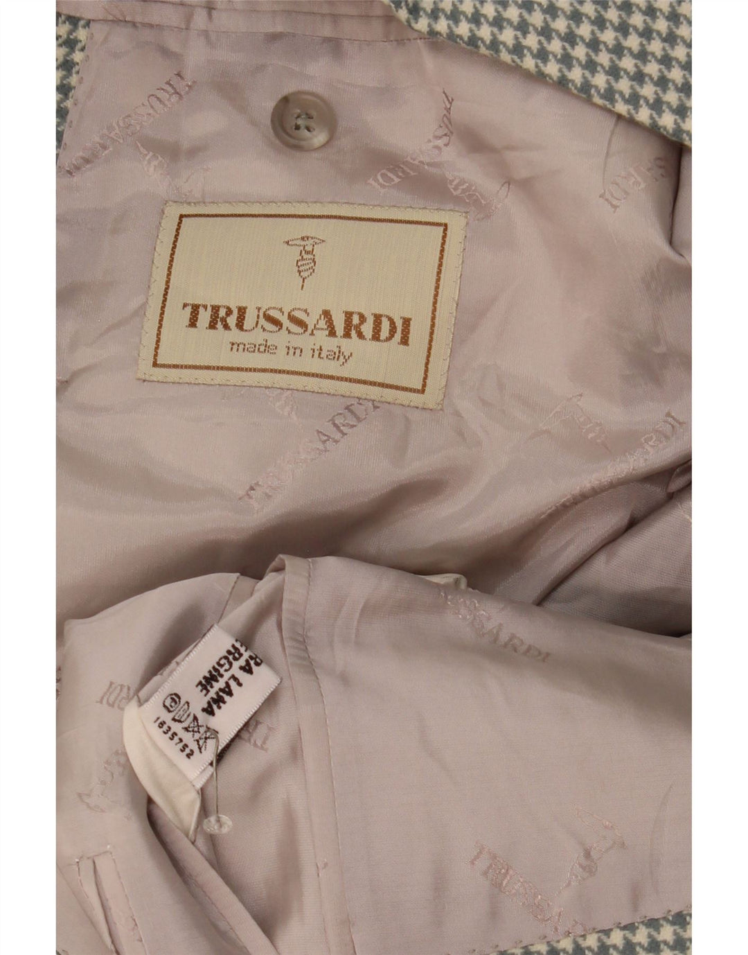 Trussardi Herre 2-knaps blazerjakke UK 40 Large Grey Houndstooth Uld