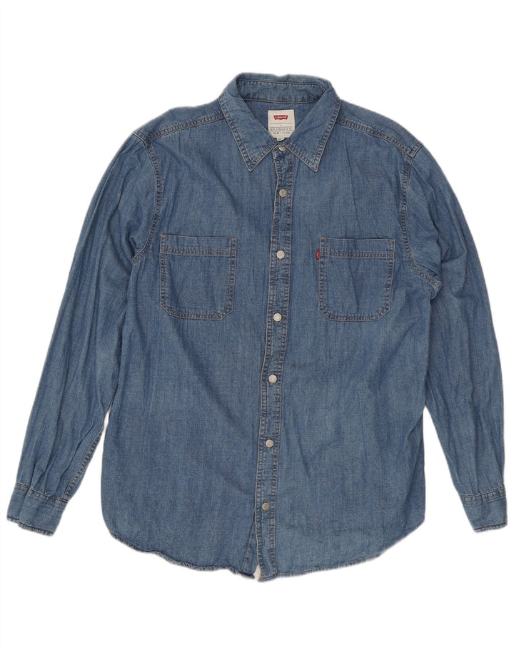 Levi's Denimskjorte til mænd, stor blå bomuld
