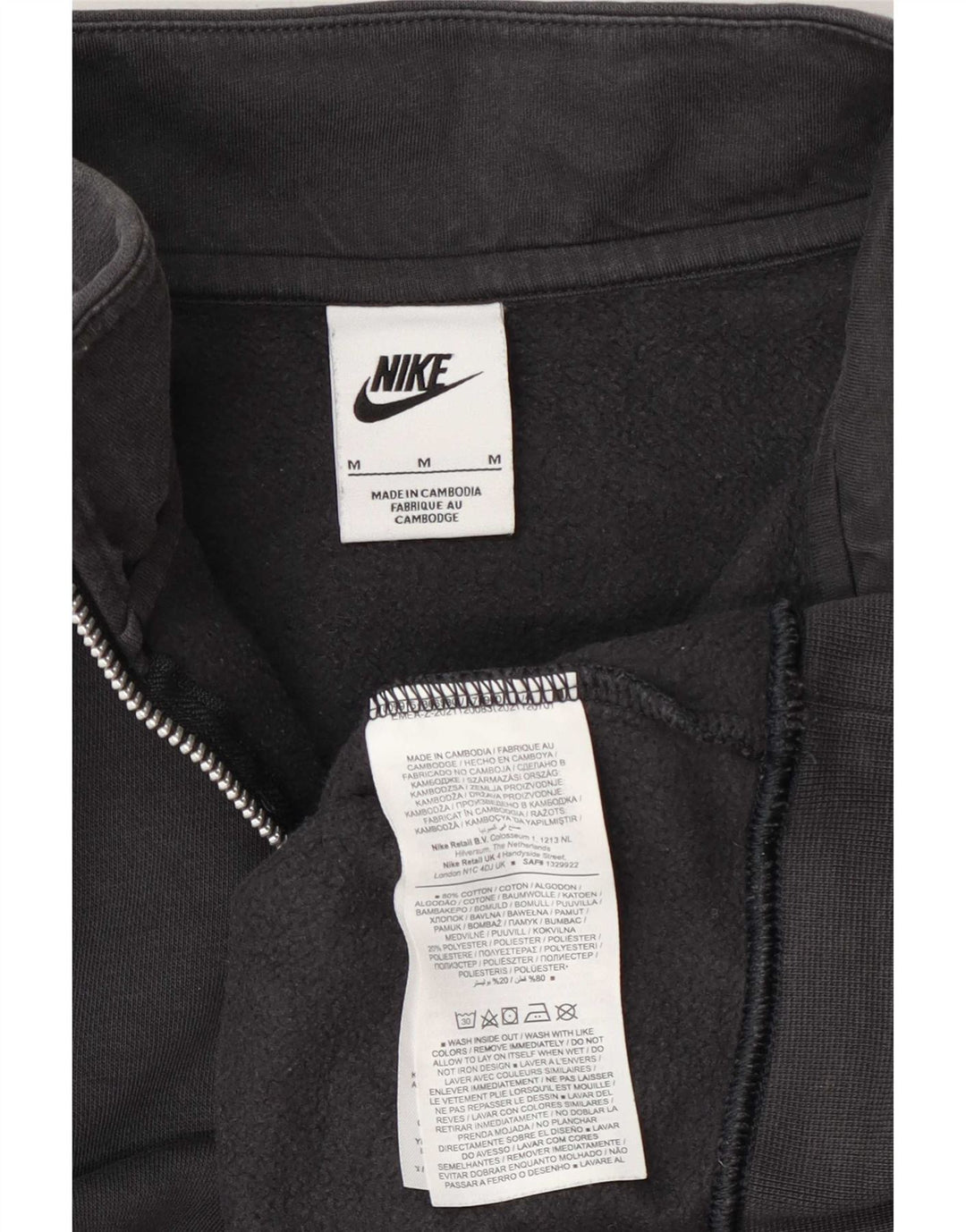 Nike Herre Loose Fit Grafisk Sweatshirt med lynlåshals Jumper Medium Sort Bomuld