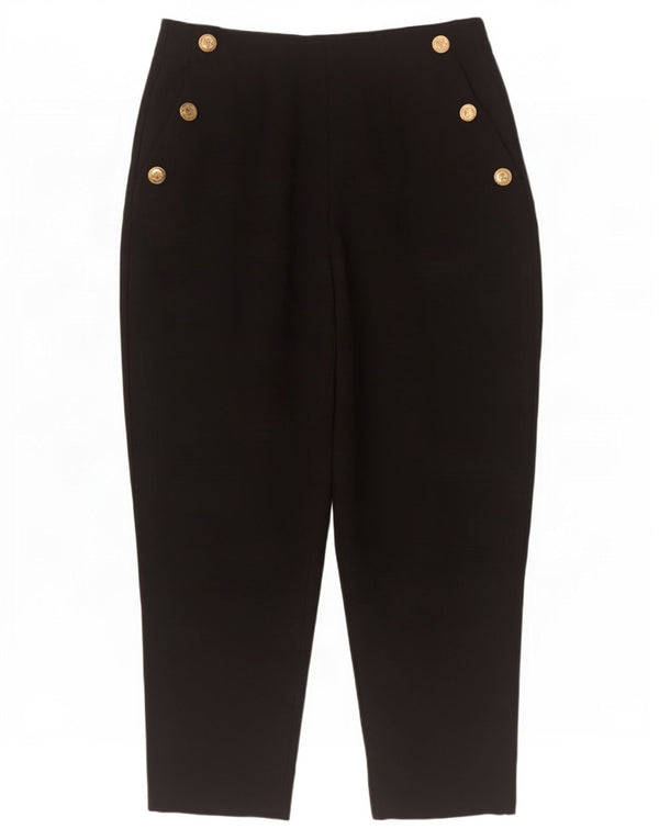Zara Kvinder Højtaljet Tapered Cropped Trousers Large W30 L26 Sort