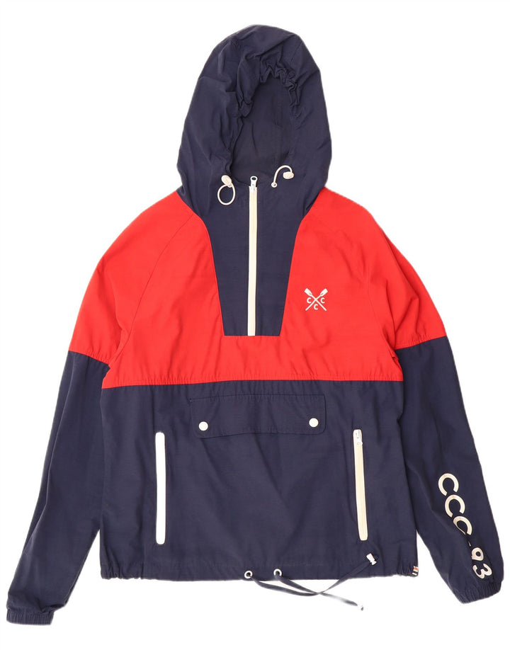 CREW CLOTHING Womens Anorak Jacket UK 12 Medium  Navy Blue Colourblock