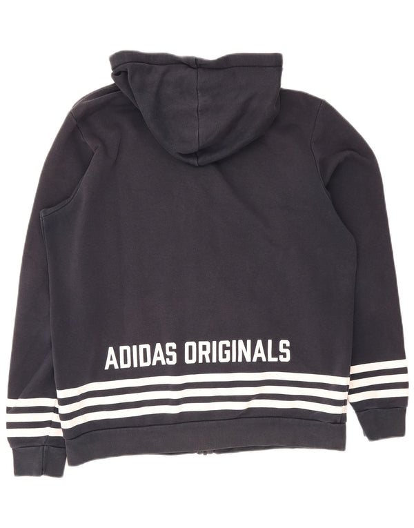 Adidas Herre grafisk hættetrøje med lynlås Stor marineblå bomuld