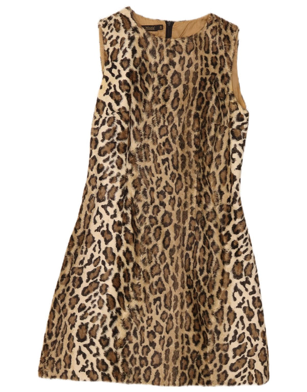 L'altra Moda Dame imiteret Pels A-Line Kjole IT 40 Small Beige Animal Print