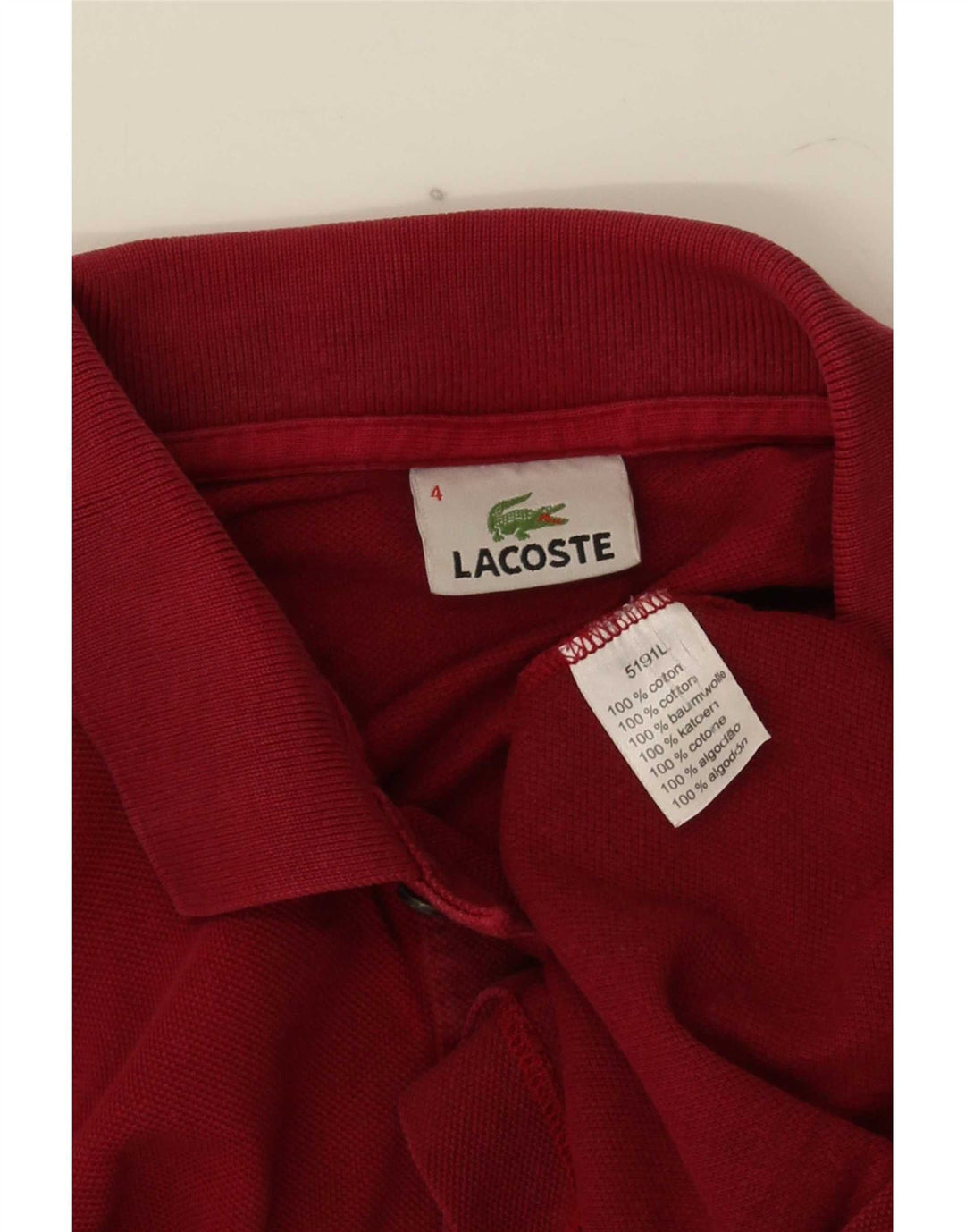 Lacoste herre poloskjorte str. 4 Medium rød bomuld