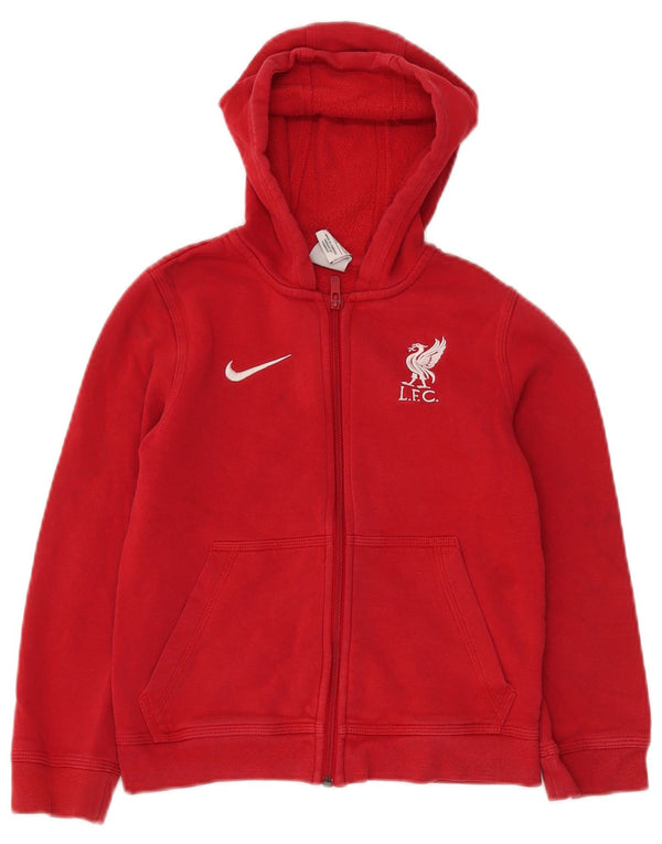 NIKE Boys Liverpool hættetrøje med lynlås 8-9 år Lille rød bomuld