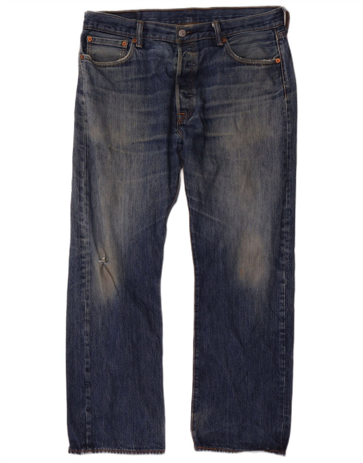 Levi's Herre 501 Straight Jeans W36 L30 Marineblå Bomuld