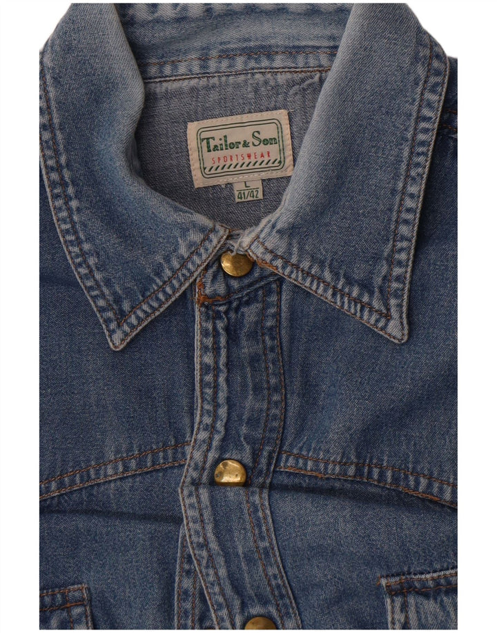 Skrædder & Søn Herre Denim skjorte Størrelse 41/42 Large Blå