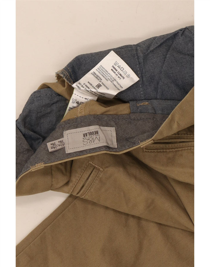 Marks & Spencer Herre Lige bukser med almindelig jakkesæt W38 L29 Khaki Bomuld