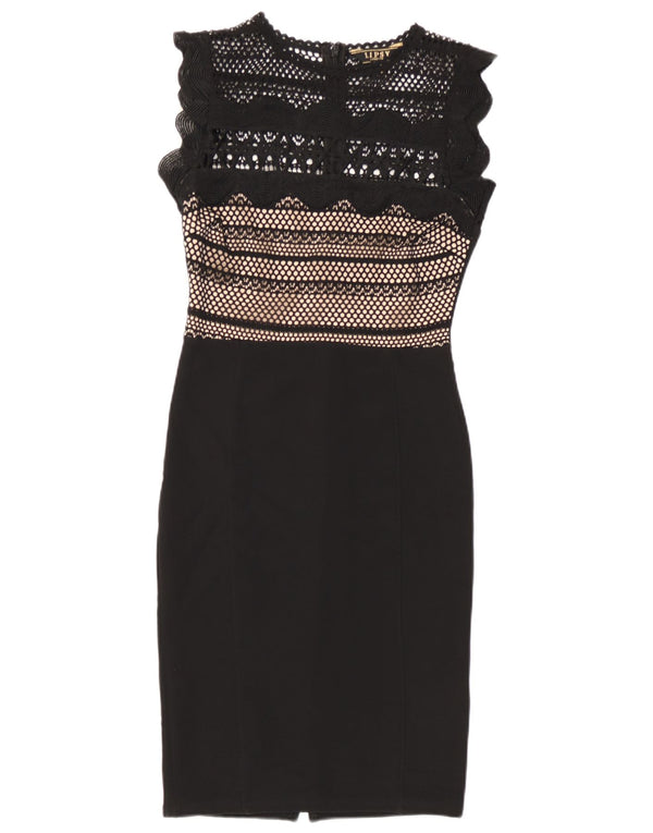 Lipsy Womens Sleeveless Sheath Dress UK 8 Small Black Polyester