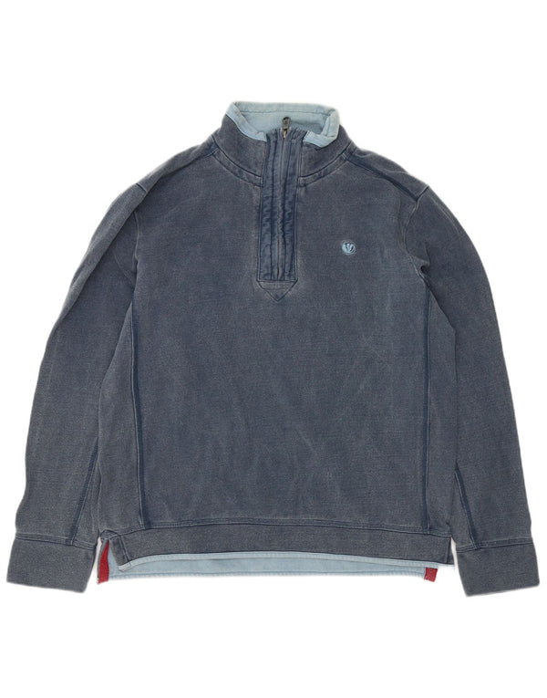 Fedt ansigt herre lynlås-hals sweatshirt jumper medium marineblå bomuld