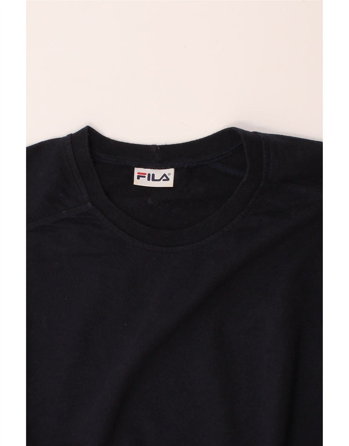 FILA Womens Longline Oversized Sweatshirt Jumper EU 38 Medium Navy Blue Vintage Fila and Second-Hand Fila from Messina Hembry 