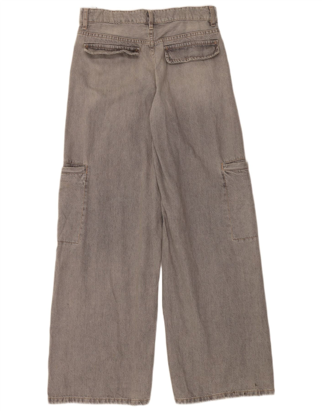 ZARA Dame Cargo Jeans med brede ben EU 40 Medium W30 L34 Grå Bomuld