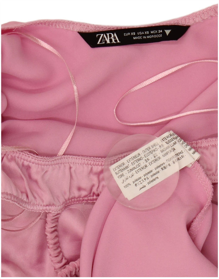 Zara Dame Maxi Slip Dress UK 6 XS Pink Polyester