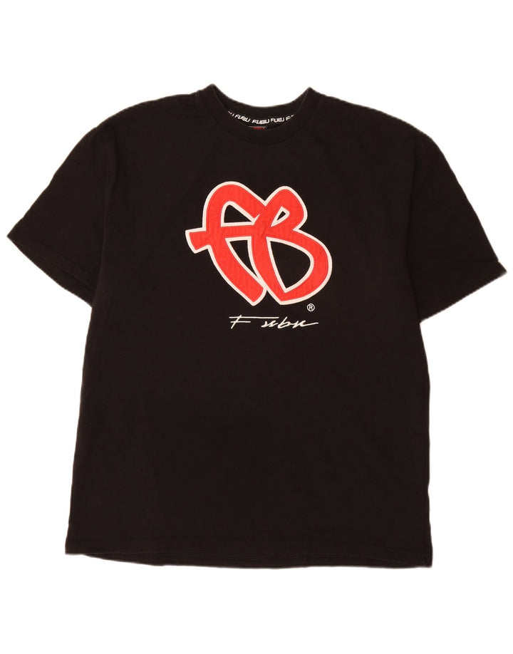 Fubu Herre Grafisk T-Shirt Top Stor Sort Bomuld