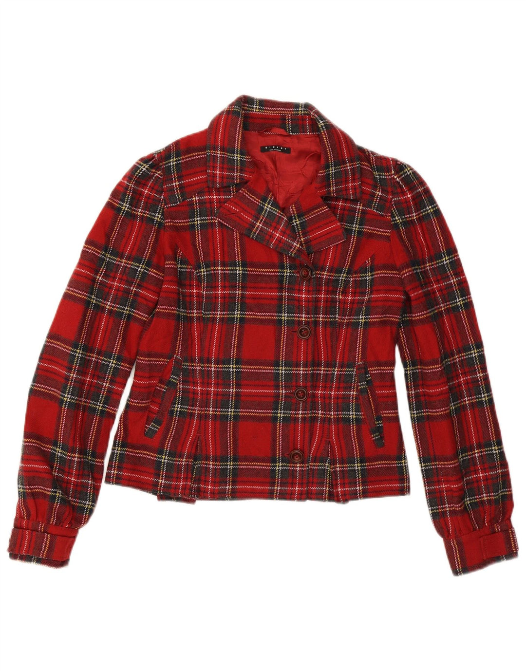 SISLEY Dame 4-knaps blazerjakke IT 42 Medium Rød Plaid Akryl