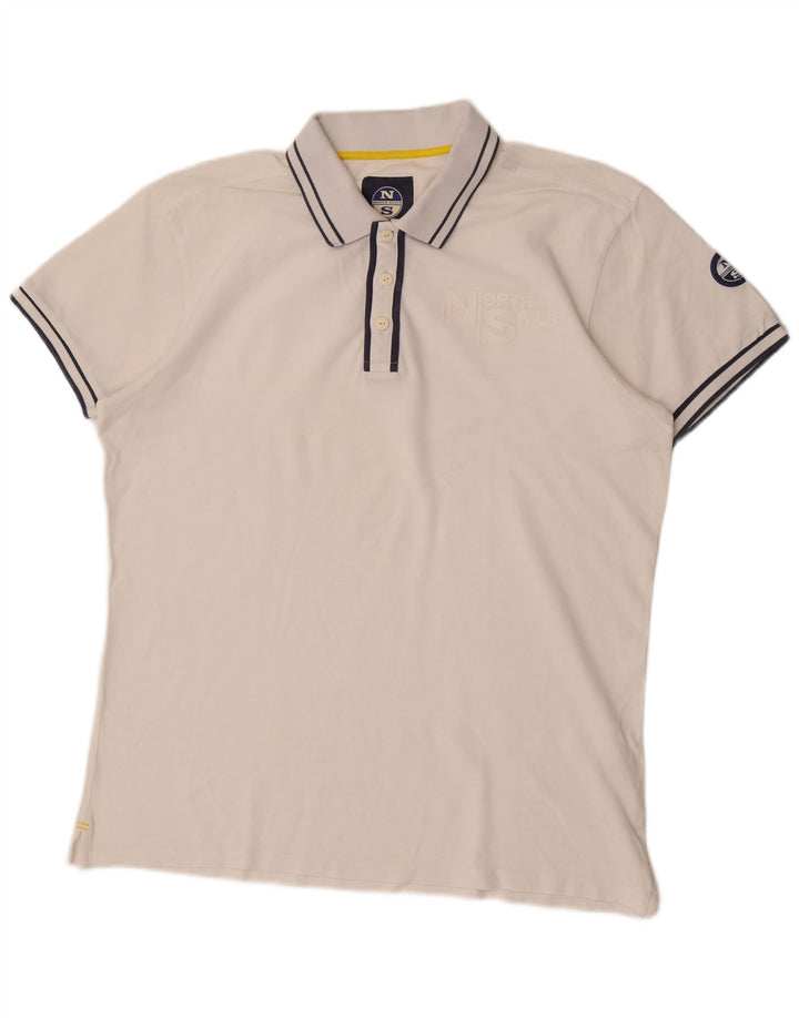North Sails Herre poloshirt 2XL Hvidstribet bomuld