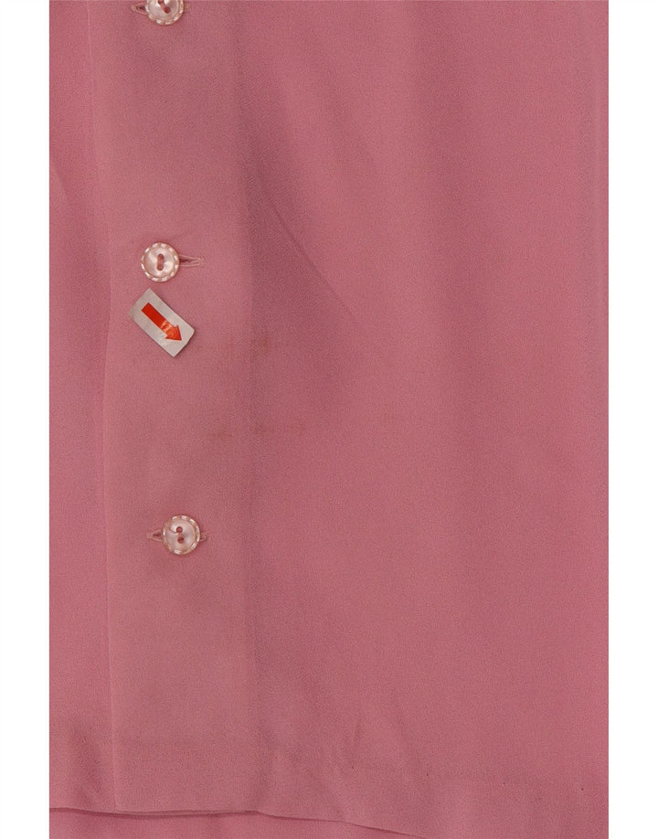 Vintage Dame Langærmet Bluse Top UK 12 Medium Pink