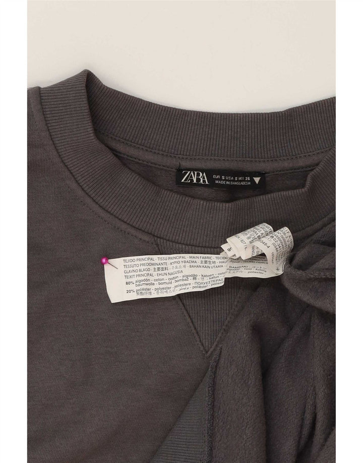 Zara Womens Oversized Sweatshirt Jumper UK 10 Small Grey Bomuld