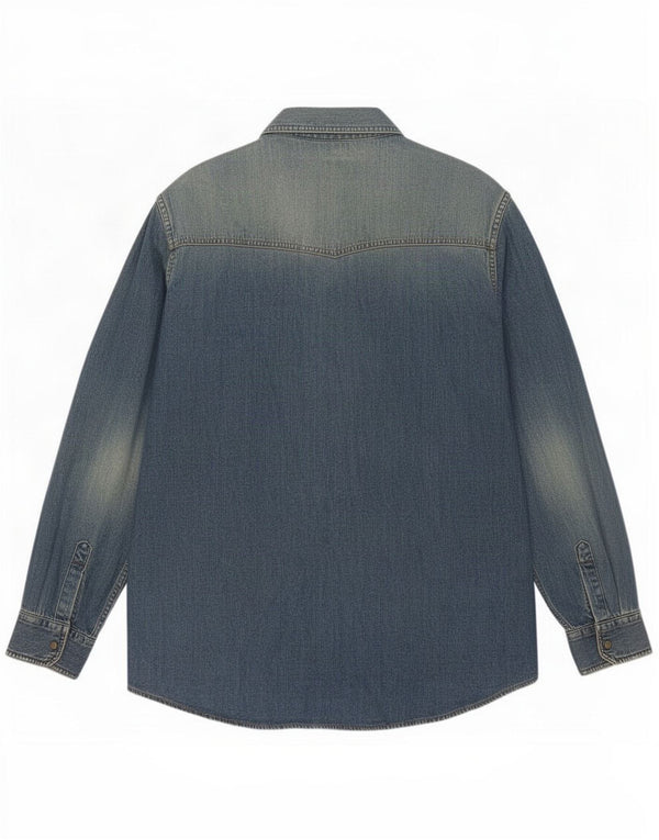 Rifle Mens Denim Shirt Large Blue Cotton
