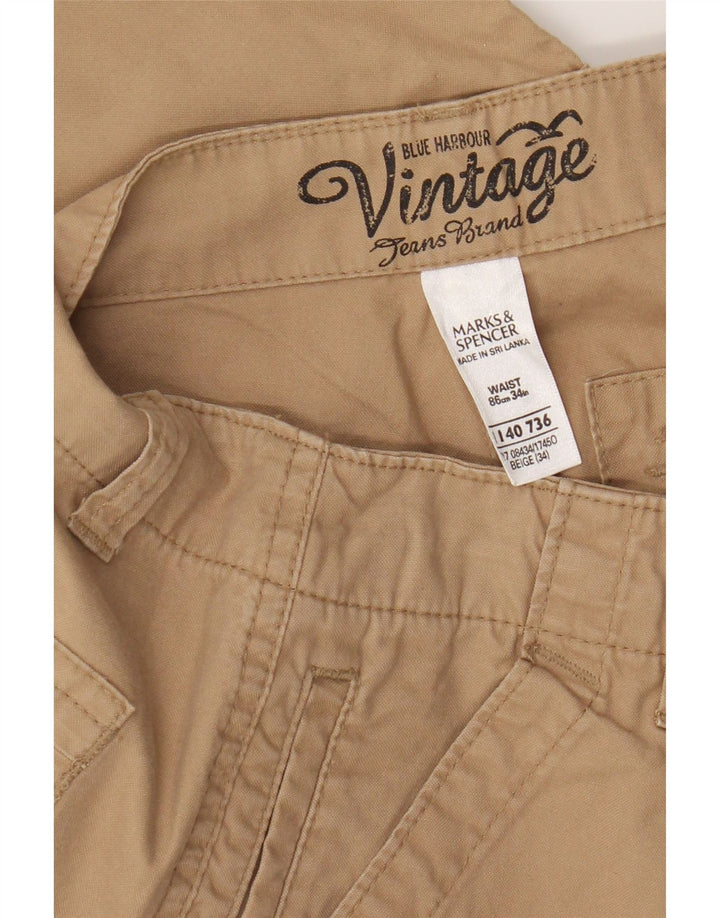 Marks & Spencer Herre Blue Harbor Cargo Bermuda Shorts W34 Large Beige