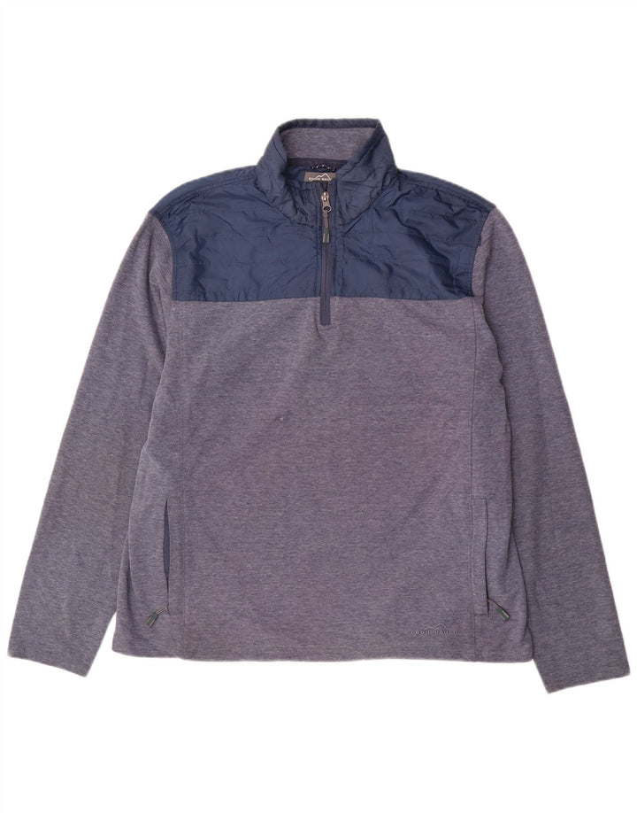 Eddie Bauer Sweatshirt med lynlås til mænd, stor blå farveblok