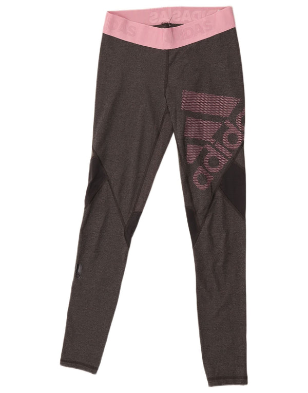 Adidas Womens Climacool Grafiske Leggings UK 8/10 Small Grey Colourblock