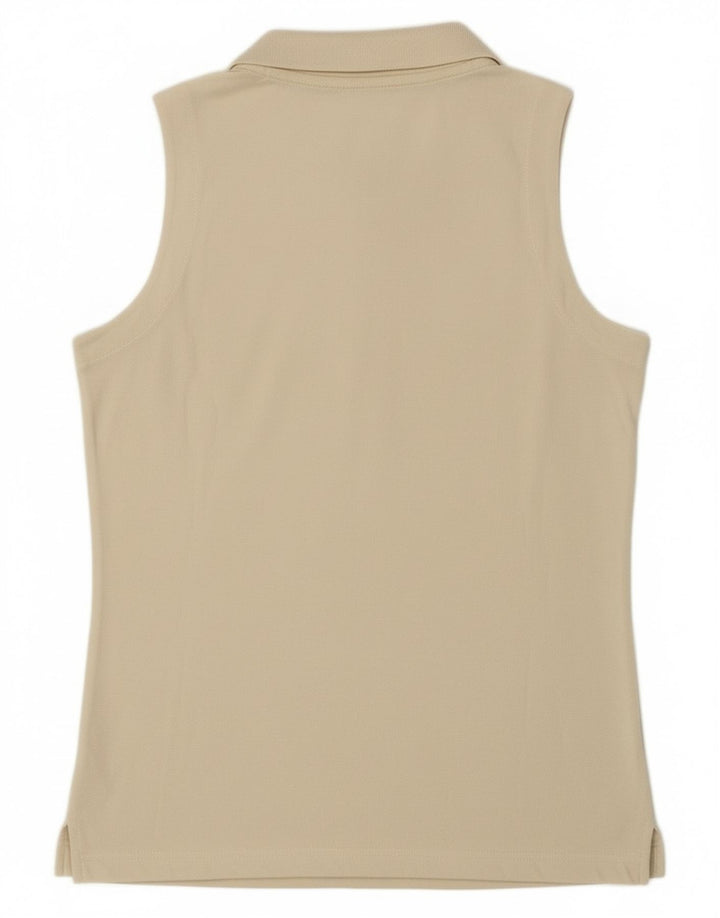 Asics Dame ærmeløs polo shirt UK 10 Small Off White Bomuld