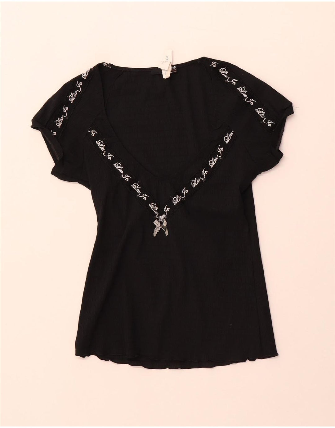 Liu Jo Grafisk Bluse Top UK 4 XS Sort Polyester