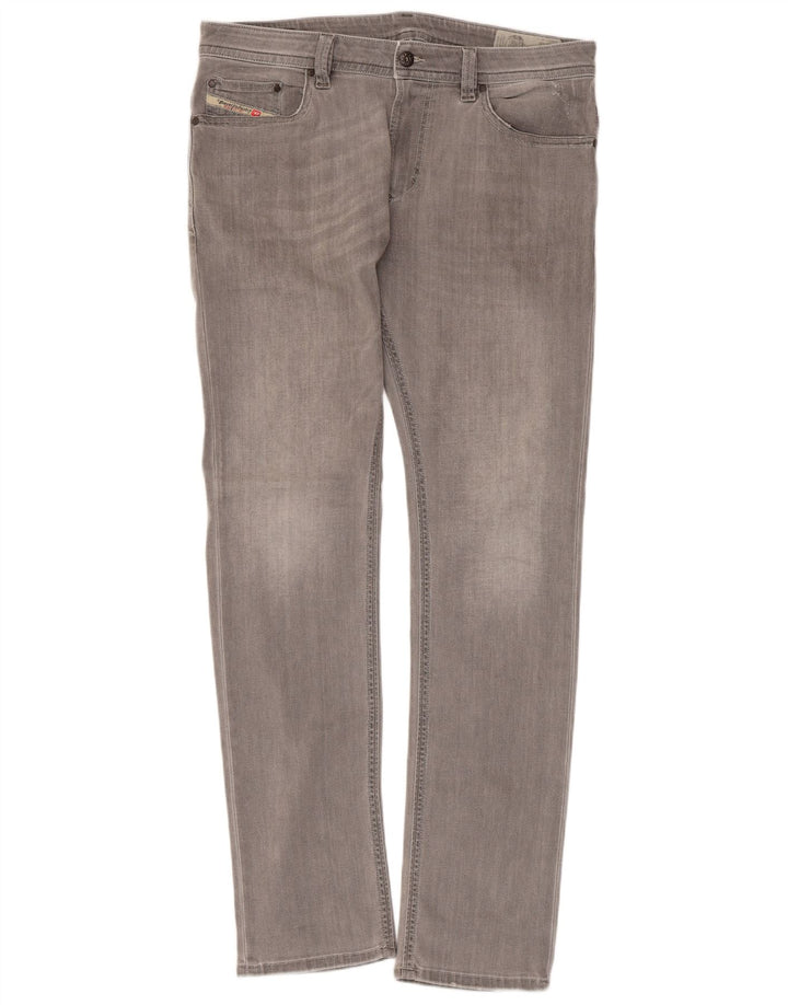 DIESEL Dame Thavar Slim Skinny Jeans W34 L32 Grå Bomuld