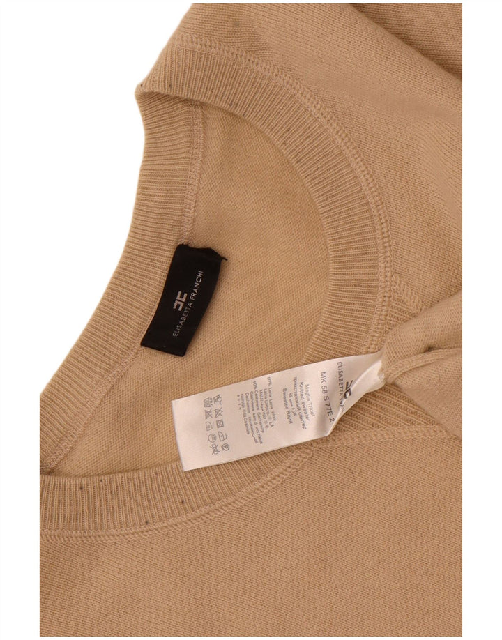 Elisabetta Franchi Dame Crew Neck Jumper Sweater IT 40 Small Beige