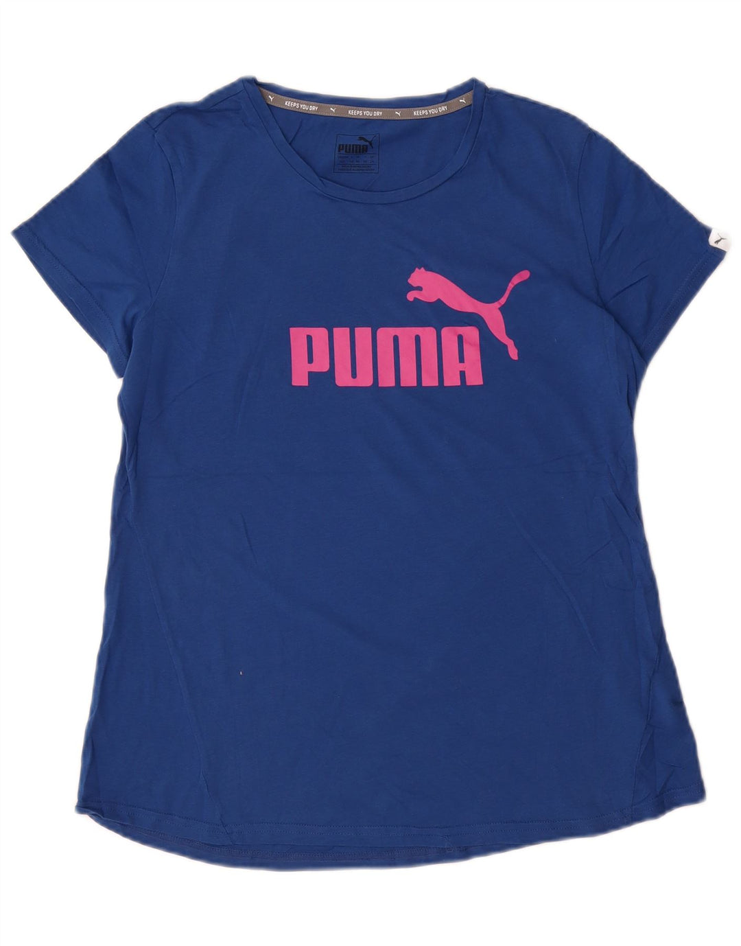 Puma Grafisk T-Shirt Top UK 14 Medium Blue Bomuld