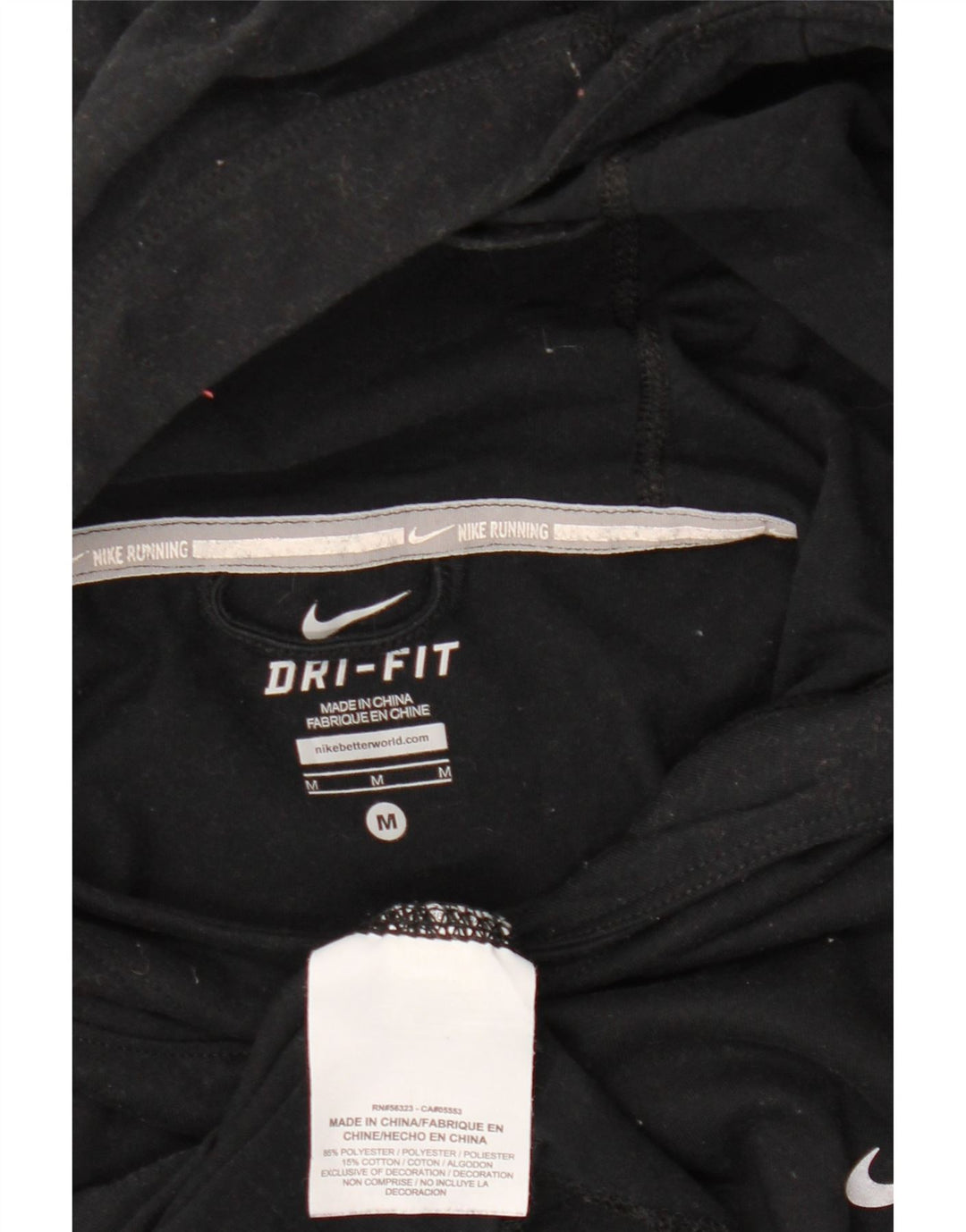 NIKE Dame Dri Fit Hættetop Langærmet UK 14 Medium Sort Polyester