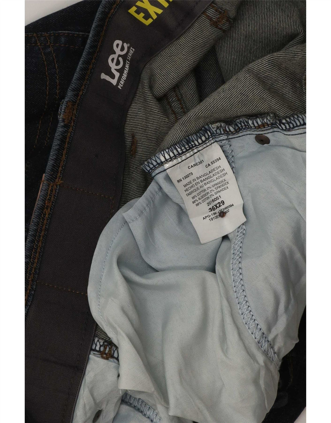 Lee Mens Extreme Motion Straight Jeans W36 L29 Marineblå Bomuld