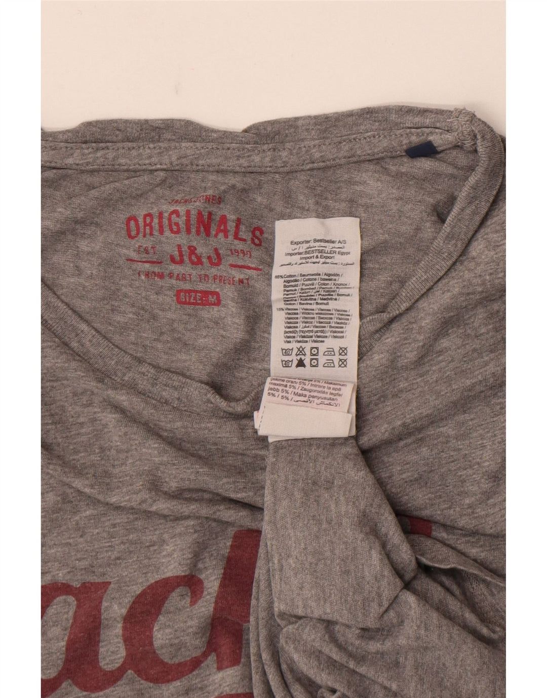 Jack & Jones Herre grafisk T-shirt Top Mellemgrå Flecked Bomuld
