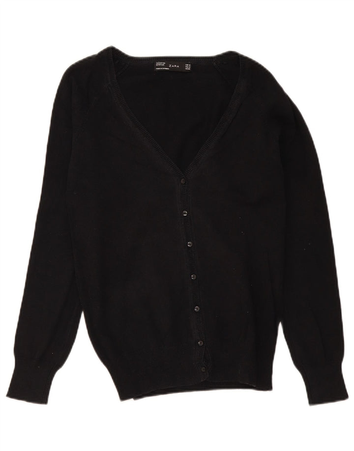 Marks & Spencer Dame Cardigan Sweater UK 12 Medium Sort Bomuld