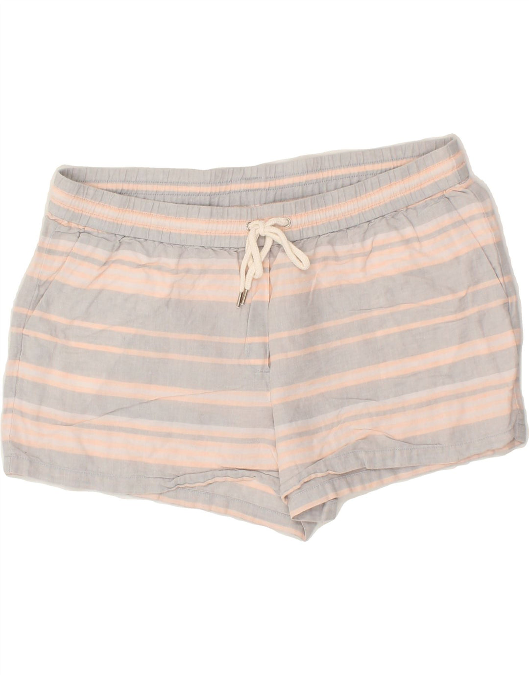J. CREW Womens Hot Pants US 14 XL W34 Grey Striped Linen Vintage J. Crew and Second-Hand J. Crew from Messina Hembry 
