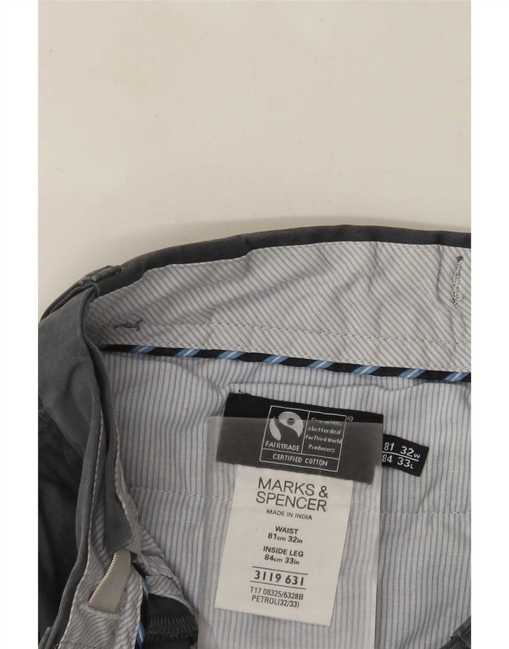 Marks & Spencer Straight Suit bukser til mænd W32 L33 Grå bomuld