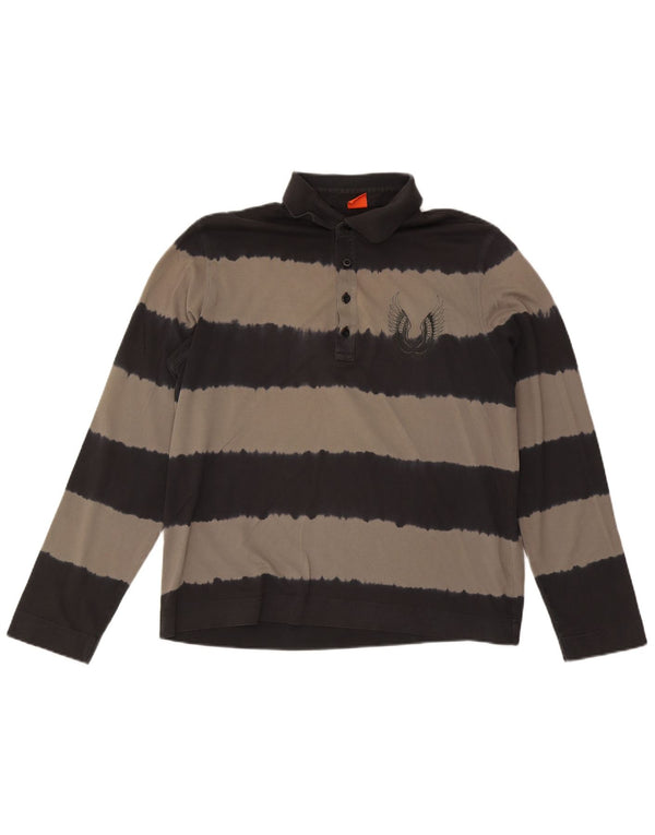 Hugo Boss Langærmet Rugby Polo Shirt XL Sort Stribet Bomuld