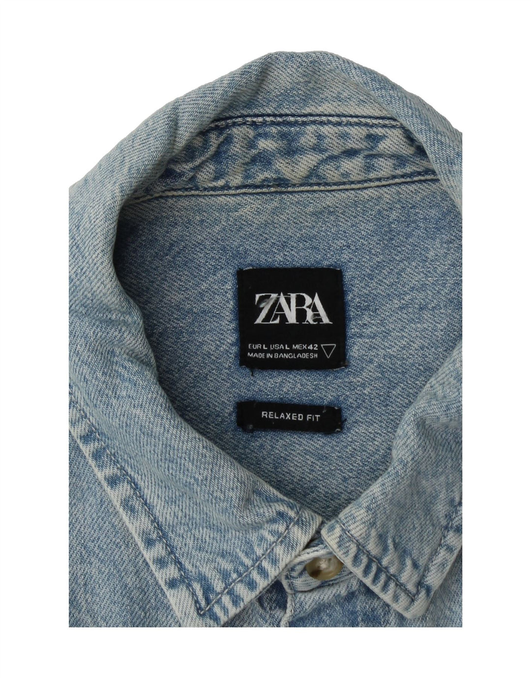ZARA Mens Relaxed Fit Denim Shirt Large Blue Cotton Vintage Zara and Second-Hand Zara from Messina Hembry 